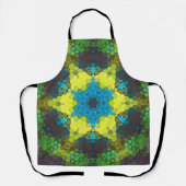 Hex Mandala groen geel en blauw Schort (Voorkant)