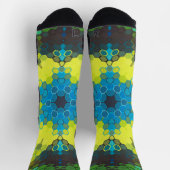 Hex Mandala groen geel en blauw Sokken (Top)