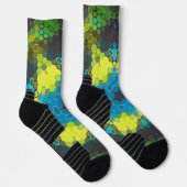 Hex Mandala groen geel en blauw Sokken (Rechts)