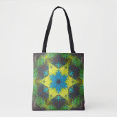 Hex Mandala Groen Geel en Blauw Tote Bag (Voorkant)