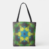 Hex Mandala Groen Geel en Blauw Tote Bag (Achterkant)