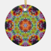 Hex Mandala Groen Roze en Sinaasappel Keramisch Ornament (Voorkant)