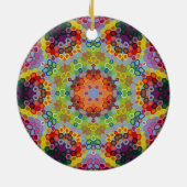 Hex Mandala Groen Roze en Sinaasappel Keramisch Ornament (Achterkant)