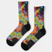 Hex Mandala Groen Roze en Sinaasappel Sokken (Links)