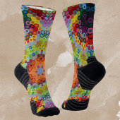 Hex Mandala Groen Roze en Sinaasappel Sokken