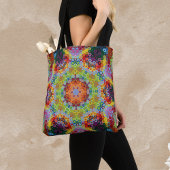 Hex Mandala Groen Roze en Sinaasappel Tote Bag