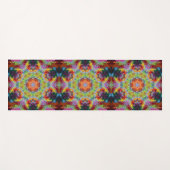 Hex Mandala Groen Roze en Sinaasappel Yogamat (Voorkant (horizontaal))