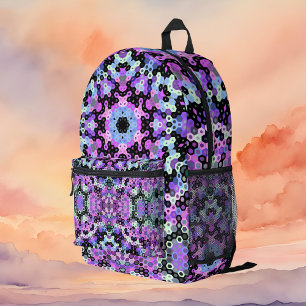Hex Mandala Paarse roze en blauw Bedrukte Rugzak
