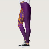 Hex Mandala Paarse Sinaasappel en blauw Leggings (Links)
