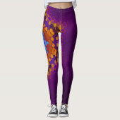 Hex Mandala Paarse Sinaasappel en blauw Leggings (Voorkant)