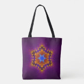 Hex Mandala Paarse Sinaasappel en blauw Tote Bag (Achterkant)