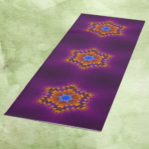 Hex Mandala Paarse Sinaasappel en blauw Yogamat