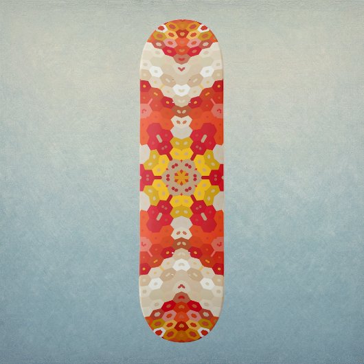 Hex Mandala Red and Yellow Persoonlijk Skateboard