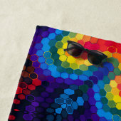 Hex Mandala Red Yellow and Blue Strandlaken (In situ)