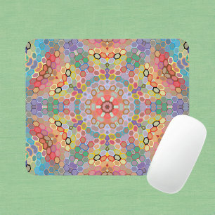 Hex Mandala Regenboog Muismat