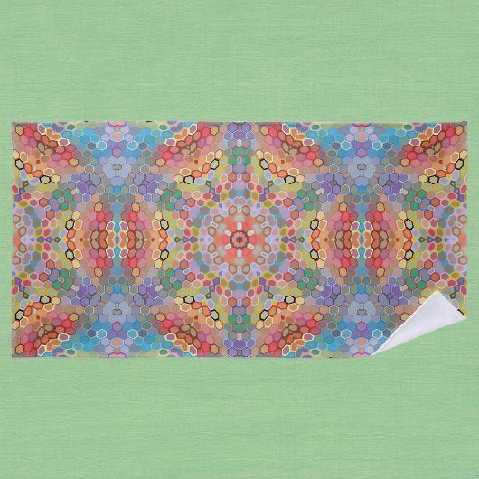 Hex Mandala Regenboog Strandlaken