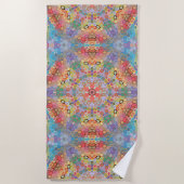 Hex Mandala Regenboog Strandlaken (Voorkant)