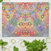Hex Mandala Regenboog Theedoek (Gevouwen)