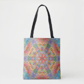 Hex Mandala Regenboog Tote Bag (Voorkant)