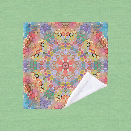 Hex Mandala Regenboog Washandje
