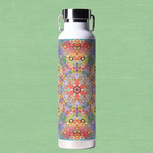 Hex Mandala Regenboog Waterfles