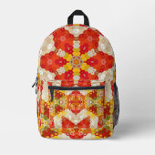 Hex Mandala rood en geel Bedrukte Rugzak (Voorkant)
