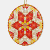 Hex Mandala rood en geel Keramisch Ornament (Links)