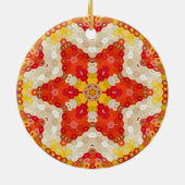 Hex Mandala rood en geel Keramisch Ornament (Achterkant)