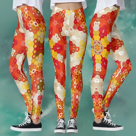 Hex Mandala rood en geel Leggings