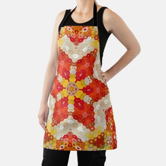 Hex Mandala rood en geel Schort (Insitu)