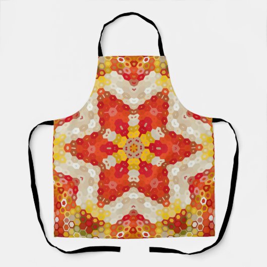 Hex Mandala rood en geel Schort (Voorkant)