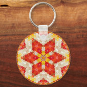 Hex Mandala Rood en Geel Sleutelhanger (Voorkant)