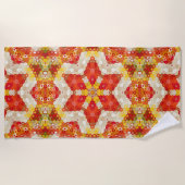 Hex Mandala Rood en Geel Strandlaken (Voorkant)