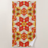 Hex Mandala Rood en Geel Strandlaken (Voorkant)
