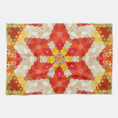 Hex Mandala rood en geel Theedoek (Horizontaal)