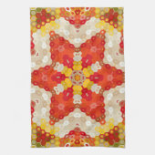 Hex Mandala rood en geel Theedoek (Verticaal)