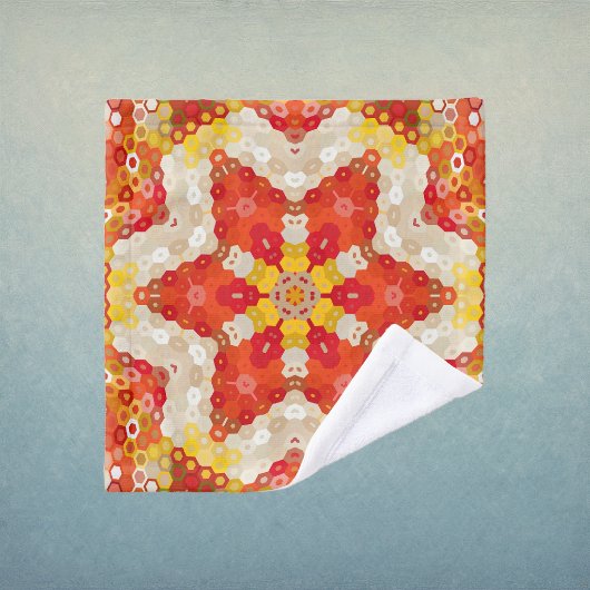 Hex Mandala Rood en Geel Washandje