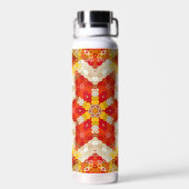 Hex Mandala Rood en Geel Waterfles (Achterkant)