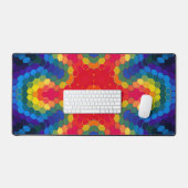Hex Mandala Rood Geel en Blauw Bureaumat (Keyboard & Muis)