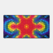 Hex Mandala Rood Geel en Blauw Bureaumat (Voorkant)