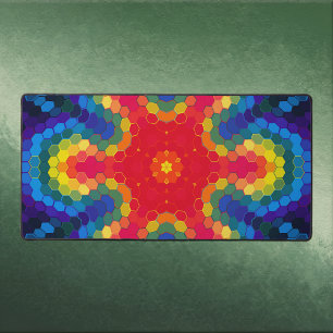 Hex Mandala Rood Geel en Blauw Bureaumat