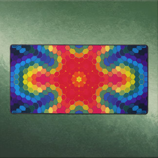Hex Mandala Rood Geel en Blauw Bureaumat