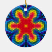 Hex Mandala rood geel en blauw Keramisch Ornament (Voorkant)