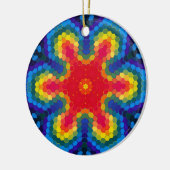 Hex Mandala rood geel en blauw Keramisch Ornament (Links)
