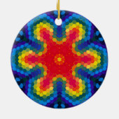 Hex Mandala rood geel en blauw Keramisch Ornament (Achterkant)