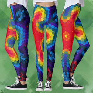 Hex Mandala rood geel en blauw Leggings