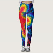 Hex Mandala rood geel en blauw Leggings (Voorkant)