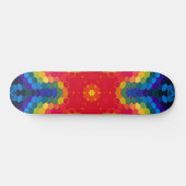 Hex Mandala Rood Geel en Blauw Persoonlijk Skateboard (Horizontaal)