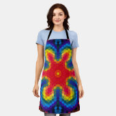 Hex Mandala rood geel en blauw Schort (Gedragen)