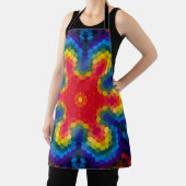 Hex Mandala rood geel en blauw Schort (Insitu)